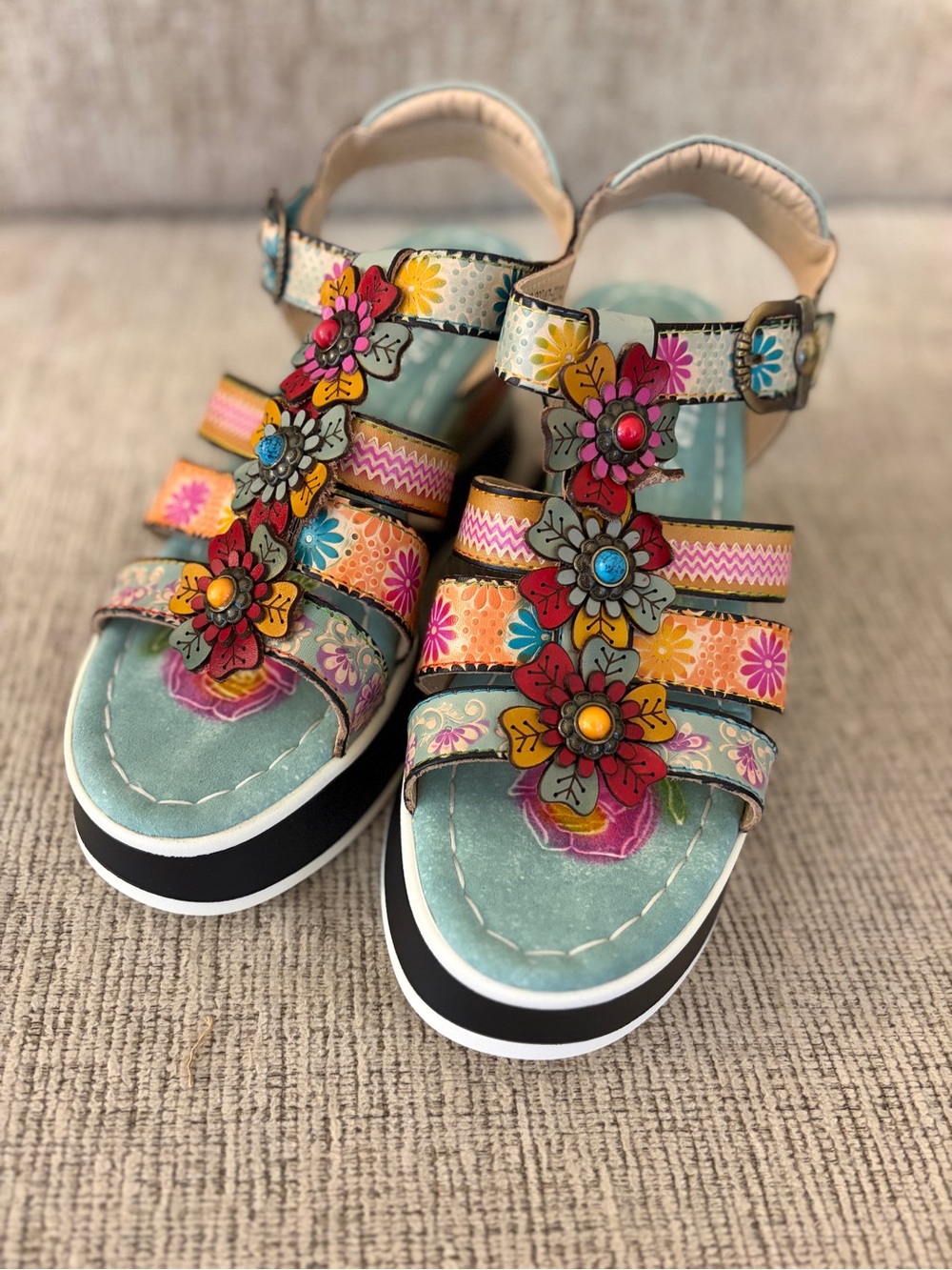 Floral Multi-Color Platform Women’s Sandals